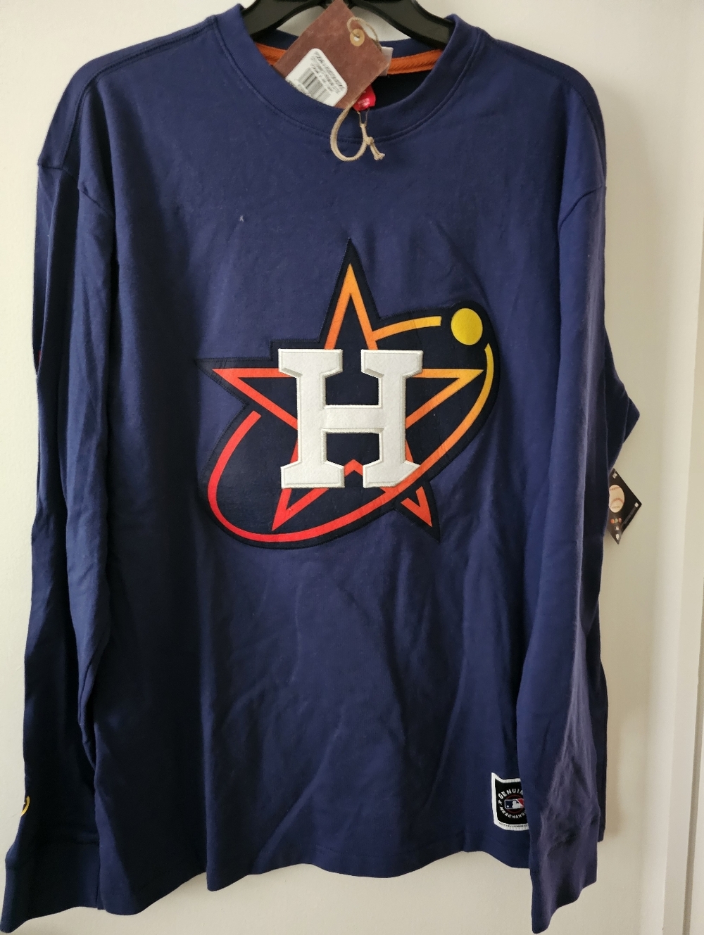 New Mitchell & Ness Houston Astros Navy Long Sleeve Pullover Tee Medium